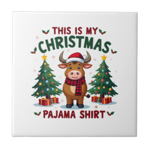 Santa Cow Xmas Tree Lights This Is My Christmas Pa Ceramic Tile