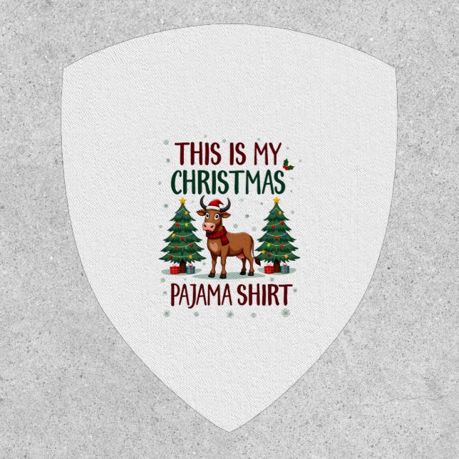Santa Cow Xmas Tree Lights This Is My Christmas Pa Patch (Front)