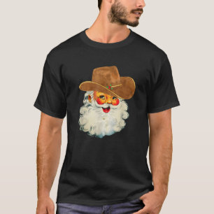 Santa Cowboy Western Christmas Xmas Holiday Pajama T-Shirt