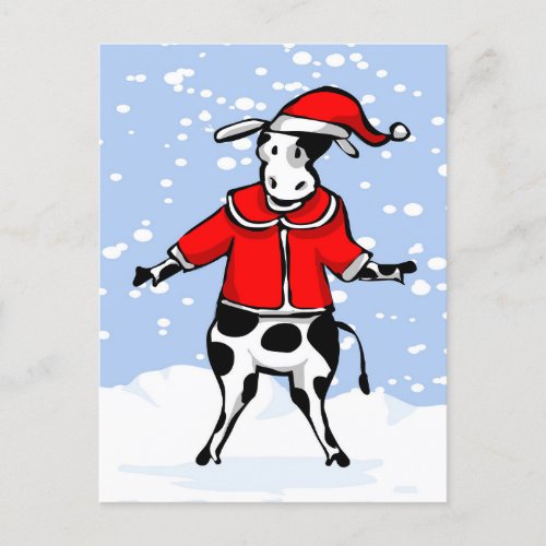 Santa Cows is Coming Holiday Postcard