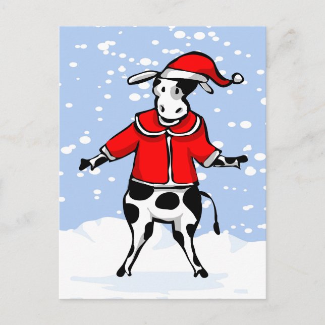 Santa Cows is Coming! Holiday Postcard (Front)