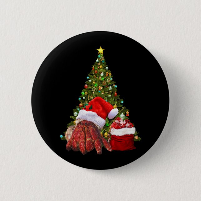 Santa Crab Funny Christmas Hermit Crab Lover Button (Front)