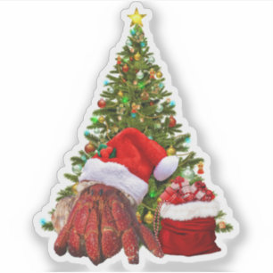 Santa Crab Funny Christmas Hermit Crab Lover Sticker