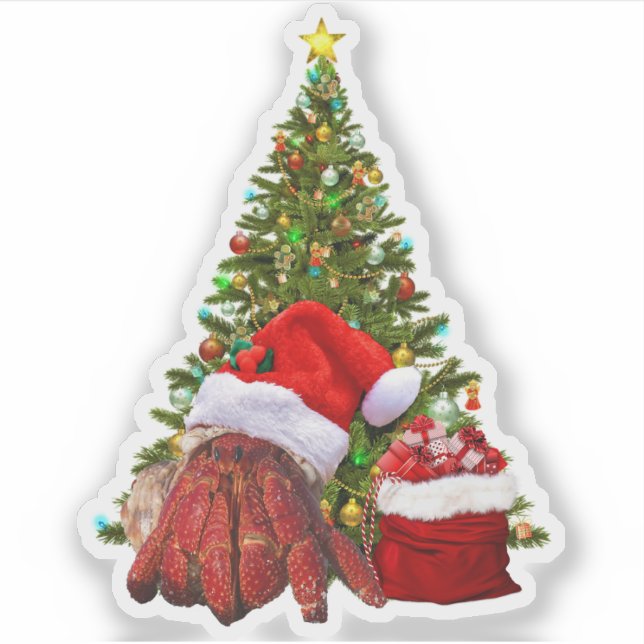 Santa Crab Funny Christmas Hermit Crab Lover Sticker (Front)
