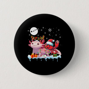 Santa Crab Riding Axolotl Reindeer Christmas Sea A Button