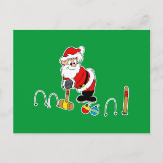 santa croquet with ornaments postcard