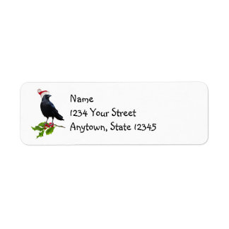 Santa Crow with Holly Return Address Labels