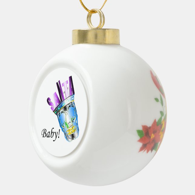 SANTA Crown Skull "Santa Baby!" Ceramic Ball Christmas Ornament (Right)
