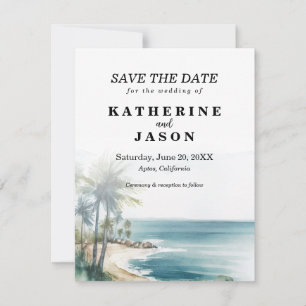 Santa Cruz Aptos Beach Watercolor Wedding Invitation