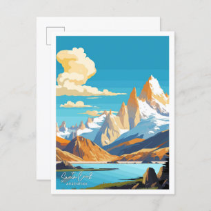 Santa Cruz Argentina Travel Vintage illustration Postcard