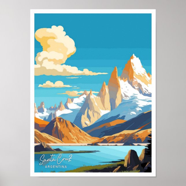 Santa Cruz Argentina Travel Vintage illustration Poster (Front)