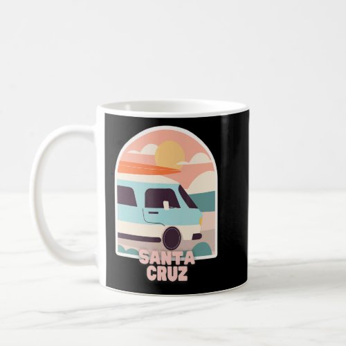 Santa Cruz Beach Retro Pastel Colors Sun  Surfing Coffee Mug