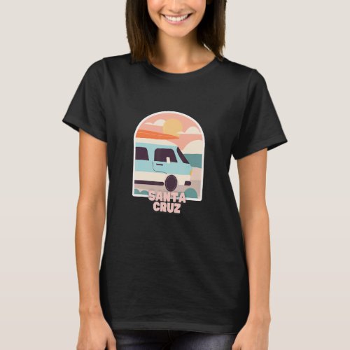 Santa Cruz Beach Retro Pastel Colors Sun  Surfing T_Shirt