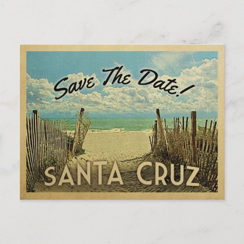 Santa Cruz Beach Vintage Save The Date Announcement Postcard