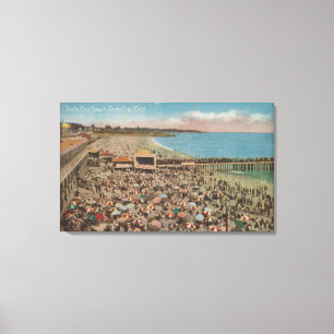 Santa Cruz, CA - Beach Scene Full of People Canvas Print