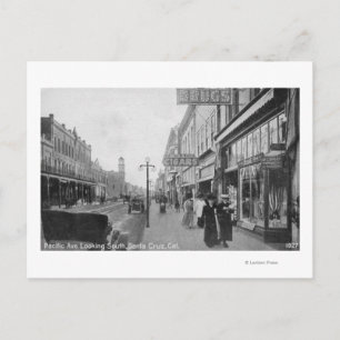 Santa Cruz, CA - Pacific Avenue Looking Postcard