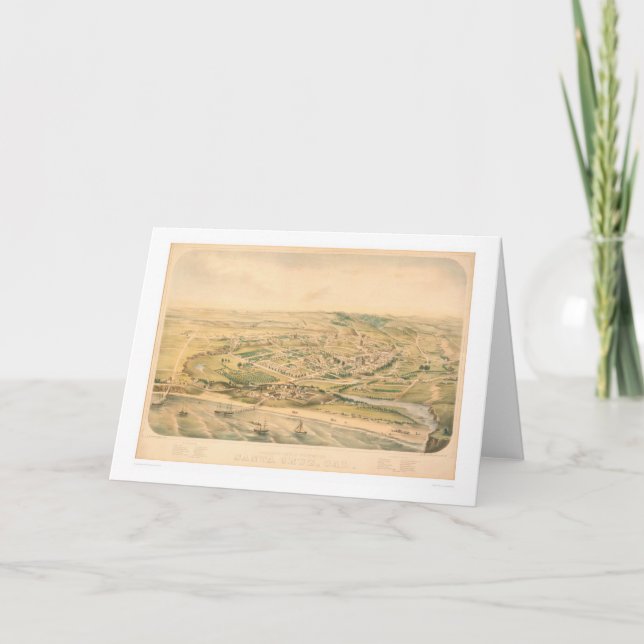Santa Cruz, CA. Panoramic Map (1586A) - Restored Card (Front)