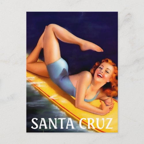 Santa Cruz Ca Vintage travel Pin up Postcard