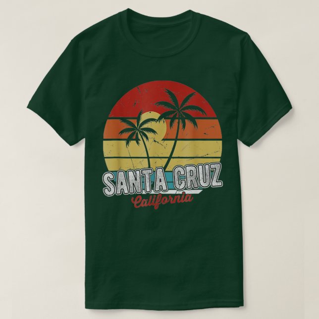 Santa Cruz California 70s beach surfing retro  T-Shirt (Design Front)