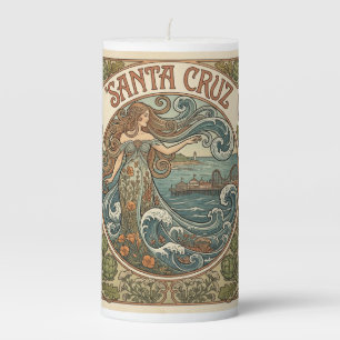 Santa Cruz California Art‑Nouveau Coast Pillar Candle