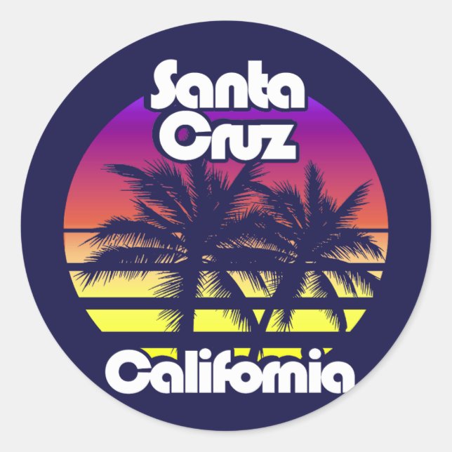 Santa Cruz California Classic Round Sticker (Front)