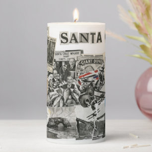 Santa Cruz California Collage – Protest Art Pillar Candle
