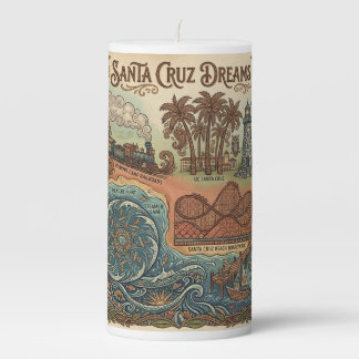Santa Cruz California Dreams Map – Vibrant Coast Pillar Candle