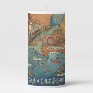 Santa Cruz California Dreams Map – Vibrant Coast Pillar Candle