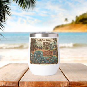 Santa Cruz California Dreams Map – Vibrant Coast Thermal Wine Tumbler