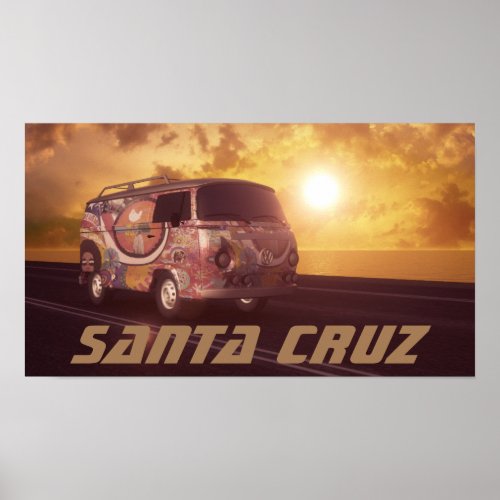 Santa Cruz California  Hippie bus Poster