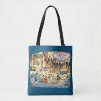 Santa Cruz California Illustrated Map Blue