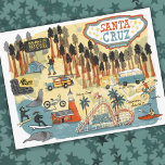 Santa Cruz California Illustrated Map Postcard<br><div class="desc">Check out this super cool illustrated map of Santa Cruz, California. Whether you are a banana slug or just love this sweet beach town, show you're a fan with this cool postcard. And be sure to check my shop for more products and designs. You can always add your own text....</div>