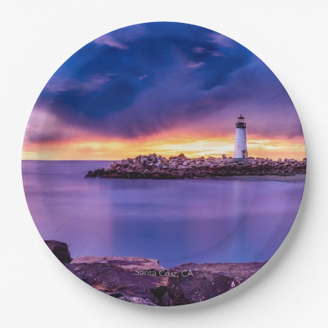 Santa Cruz, California Lighthouse Paper Plates (Front)