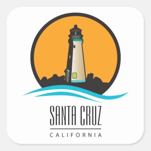 Santa Cruz California Lighthouse Square Sticker