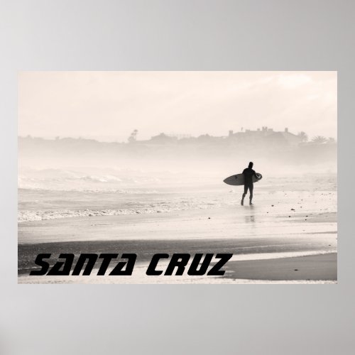 Santa Cruz California lone surfer Poster
