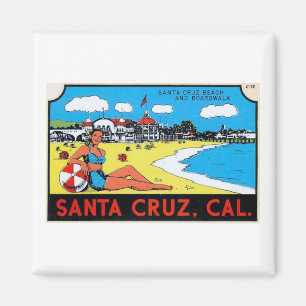 Santa Cruz, California Luggage Label Vintage Magnet