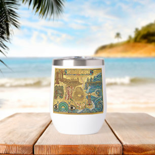 Santa Cruz California Mosaic Map Boardwalk Beach Thermal Wine Tumbler