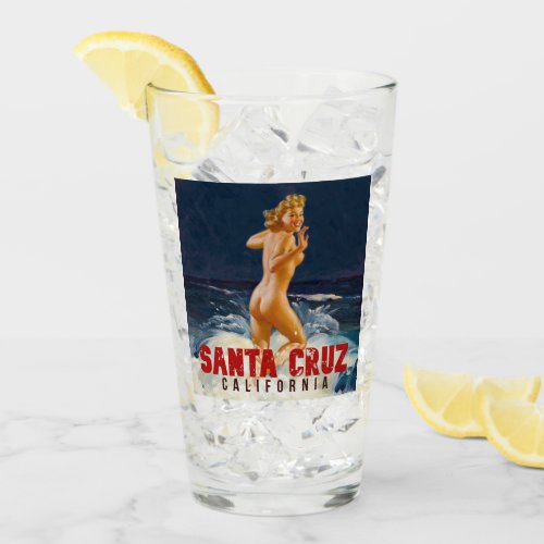 Santa Cruz California Pin up Girl  _ Pint Glass