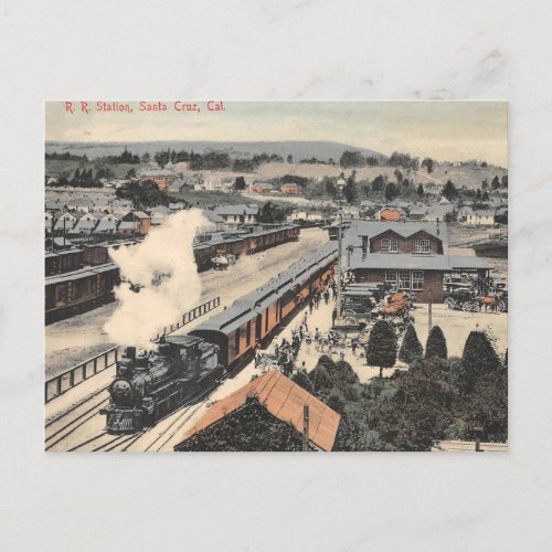 Santa Cruz California Railroad Station 1907 Postcard