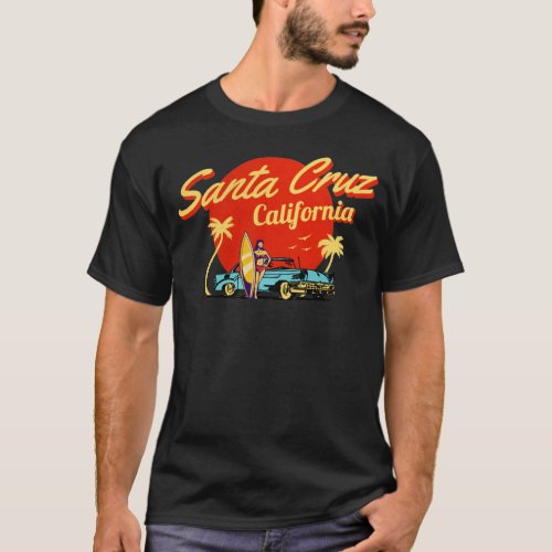 Santa Cruz California Retro Art T_Shirt