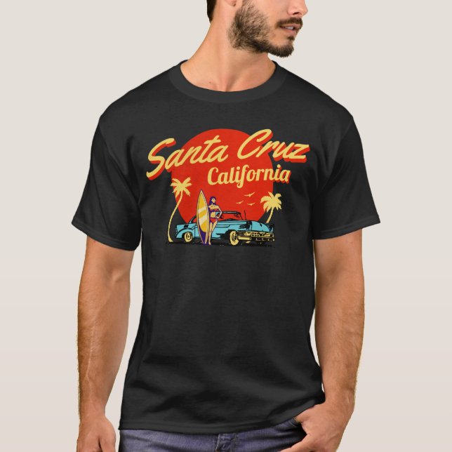 Santa Cruz California Retro Art T-Shirt (Front)