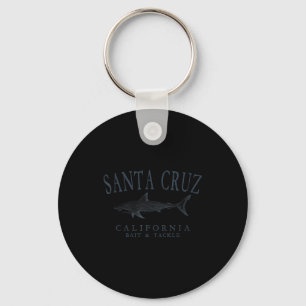 Santa cruz california retro slate art fishing keychain