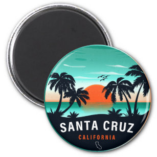 Santa Cruz California Retro Sunset Souvenirs 80s Magnet