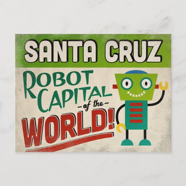 Santa Cruz California Robot - Funny Vintage Postcard (Front)