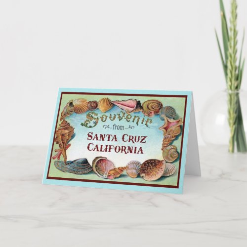 Santa Cruz California Seashell Vintage Travel  Card