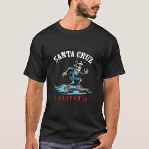 Santa Cruz California Skater Skeleton Summer Skati T-Shirt