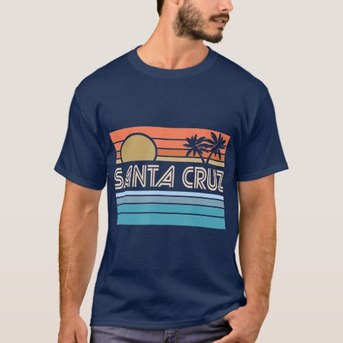 Santa Cruz California Sunset 70s 80s Surfer Sun T_Shirt