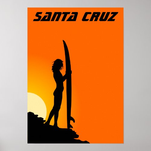 Santa Cruz California surfer girl Poster
