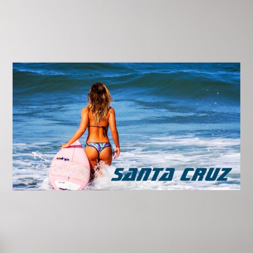 Santa Cruz California Surfer girl Poster