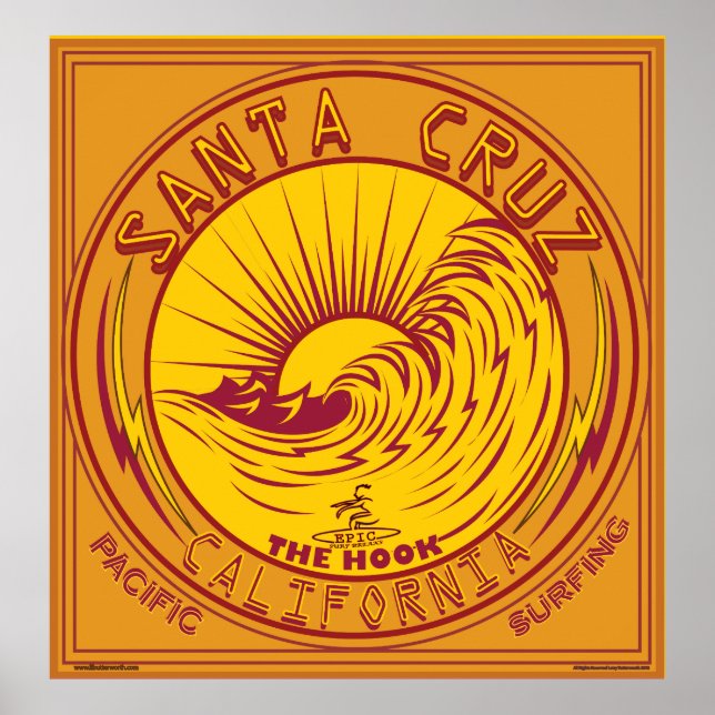 Santa Cruz California Surfing Poster (Front)